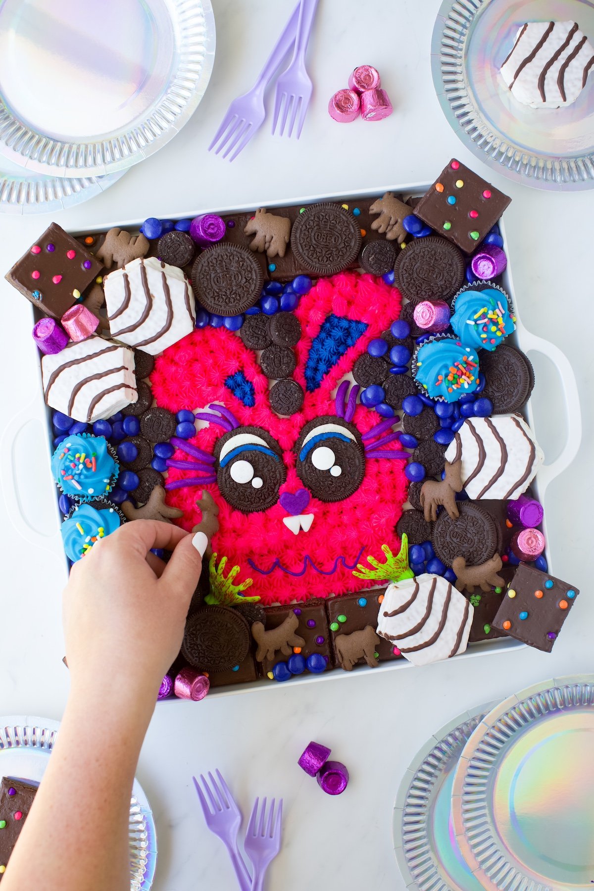 bunny frosting board dessert to celebrate night of the zoopocalpse 