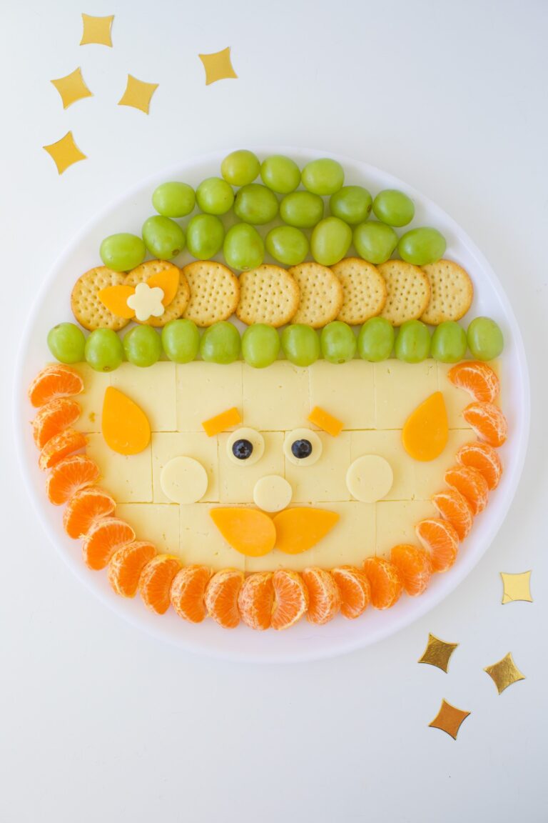 leprechaun cheese board, fun st. patrick's day snack tray.