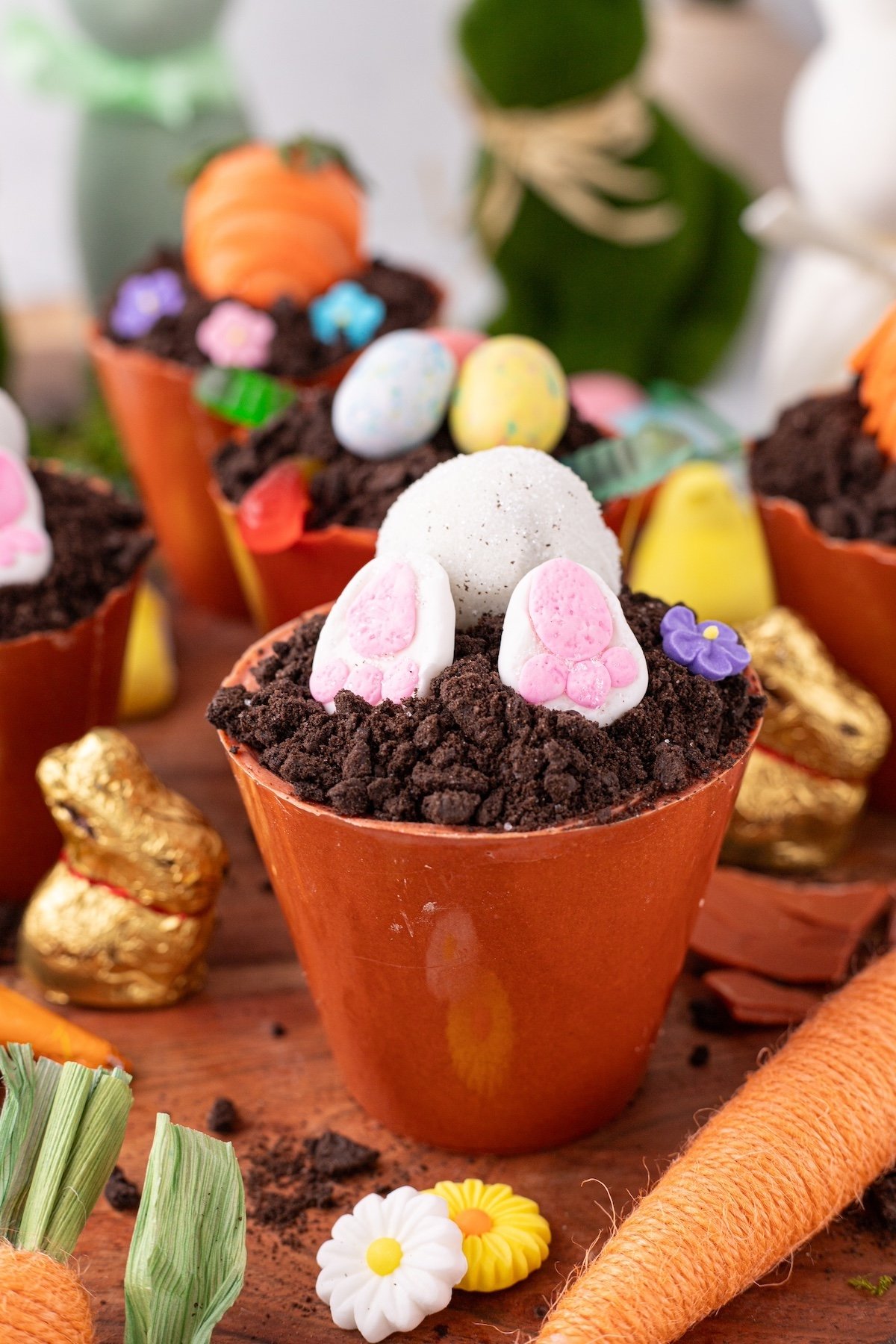 bunny butt flower pot cupcakes