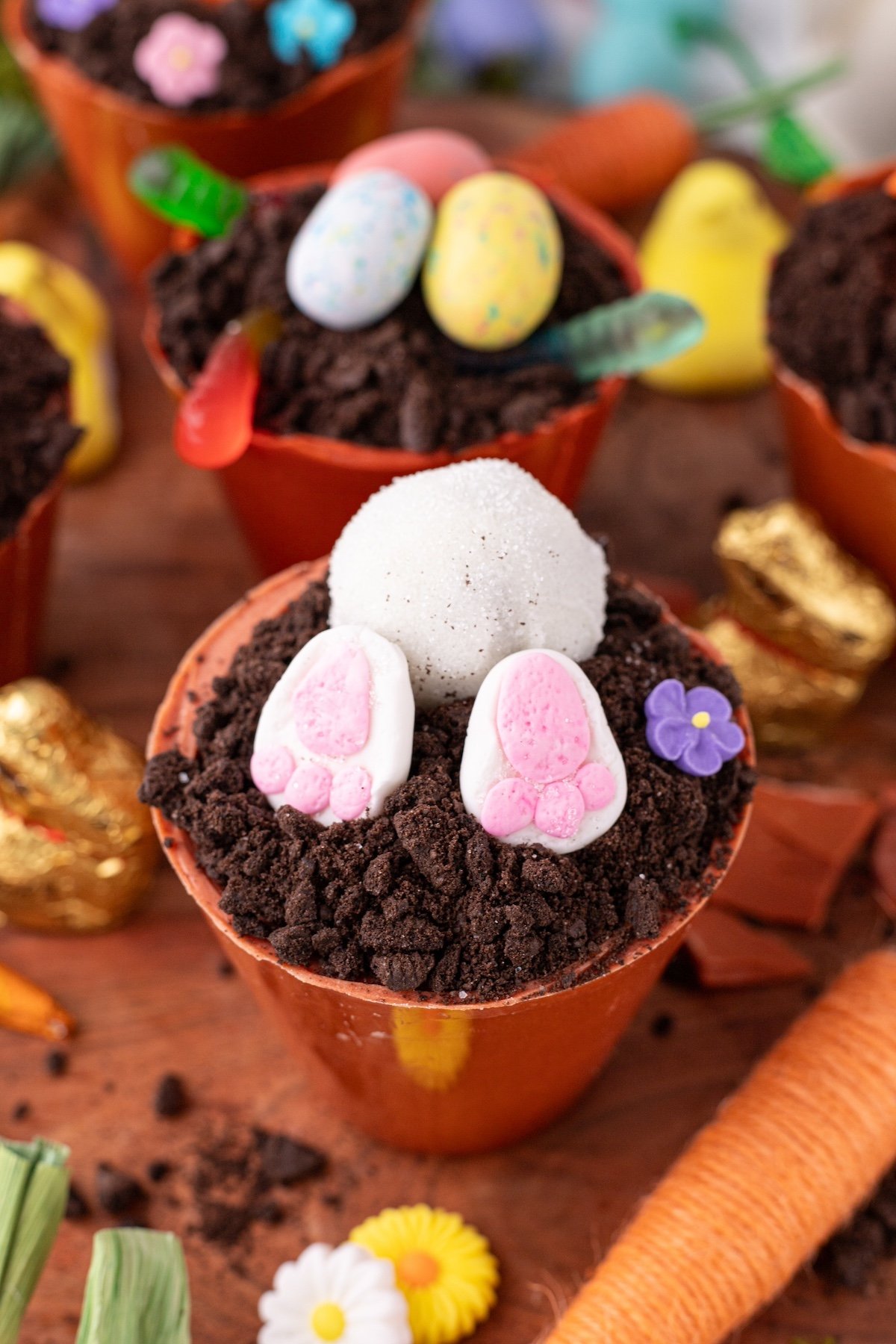 bunny pot in a flower pot cupcake