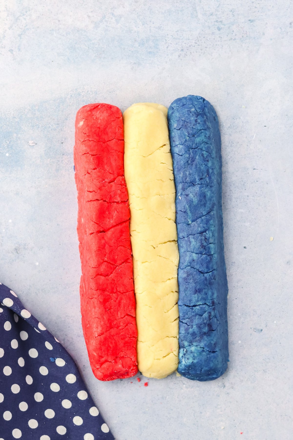colored dough logs