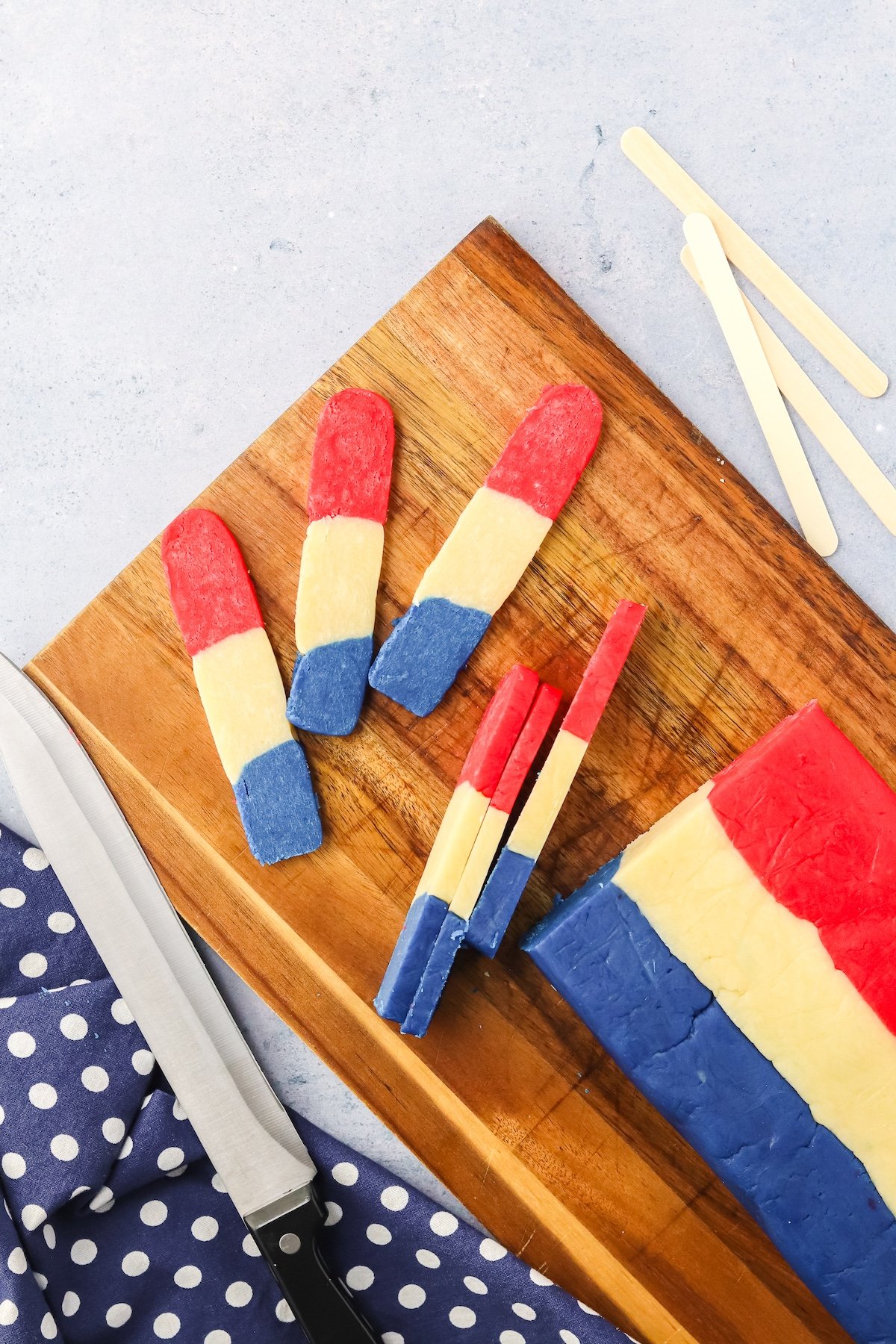 dough cut into rockets