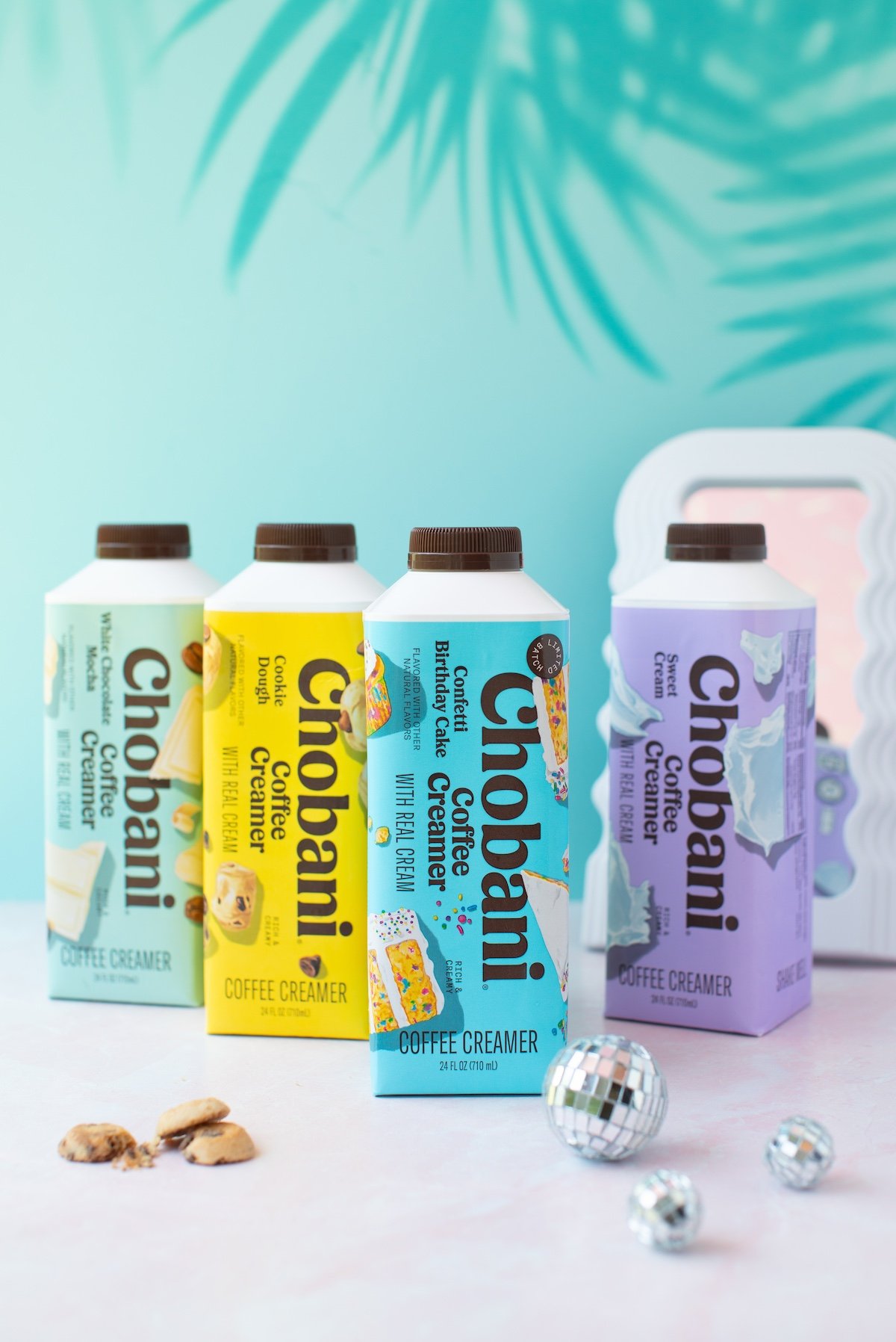 Chobani Dairy Creamers, Cookie Dough, Sweet Cream, Confetti Birthday Cake