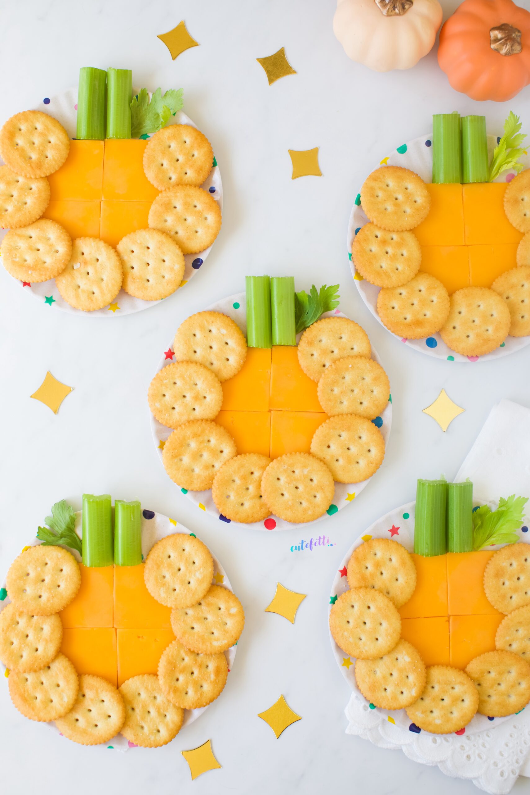 adorable mini pumpkin cheese plates for a fall snack