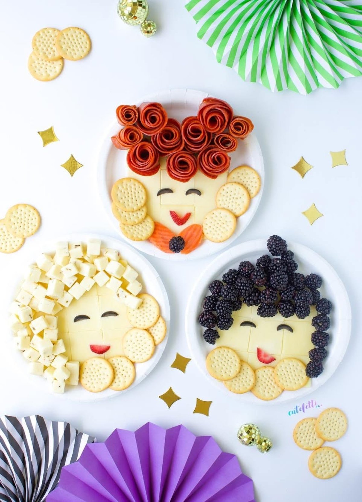small hocus pocus snack plates with meats and cheeses. cute.