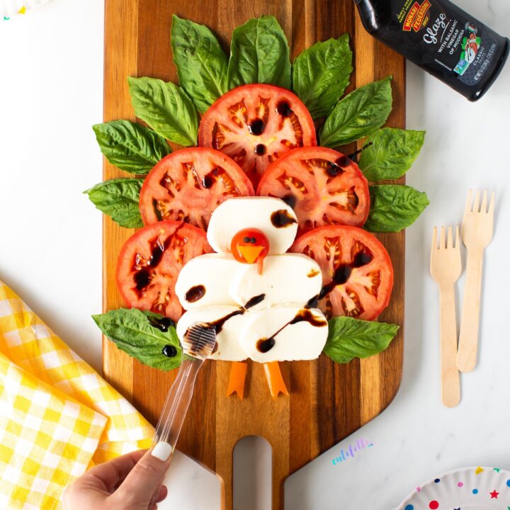 caprese turkey, a classic favorite turned into a thanksgiving appetizer.