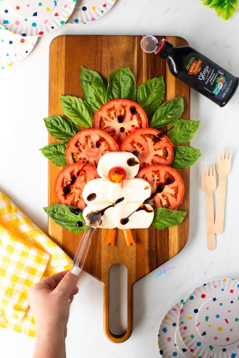 caprese turkey, a classic favorite turned into a thanksgiving appetizer.