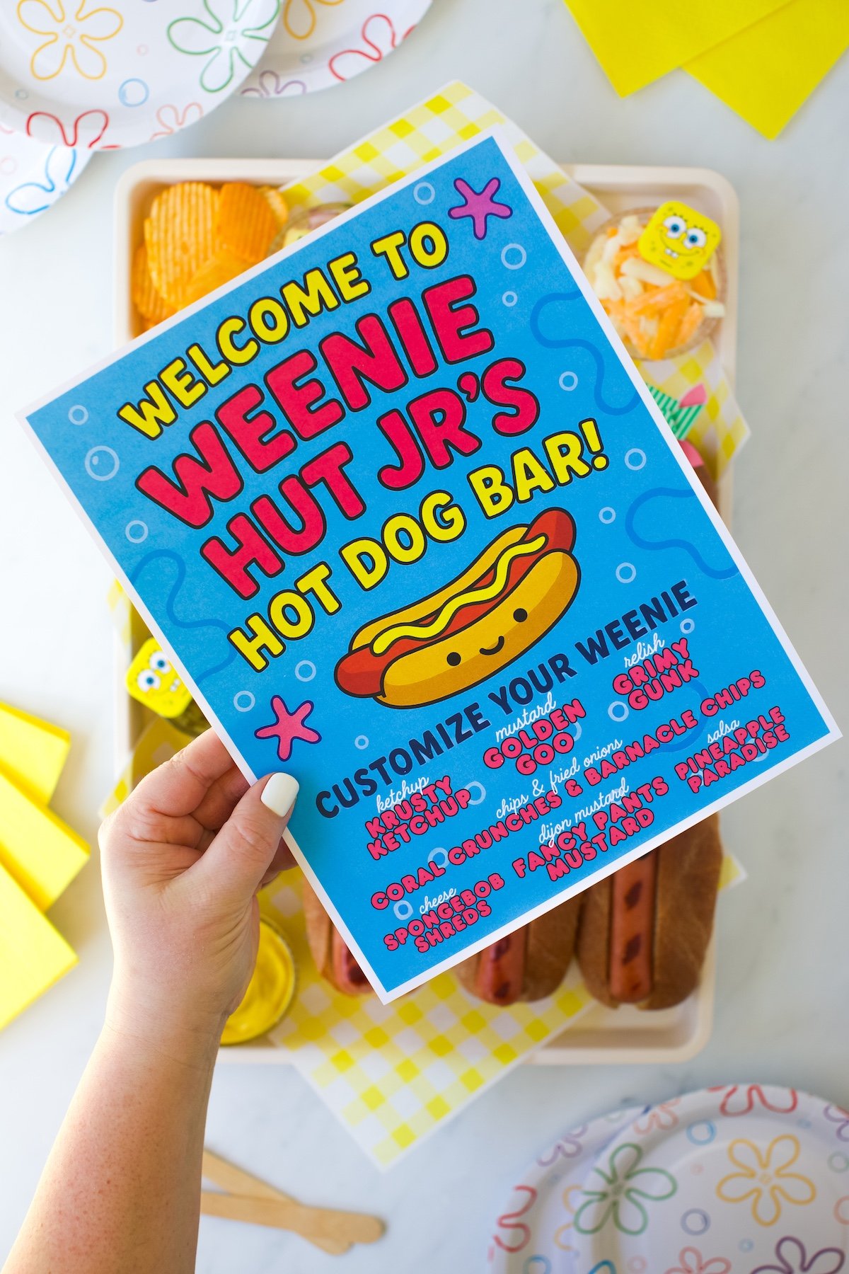 spongebob weenie bar printable sign with silly names