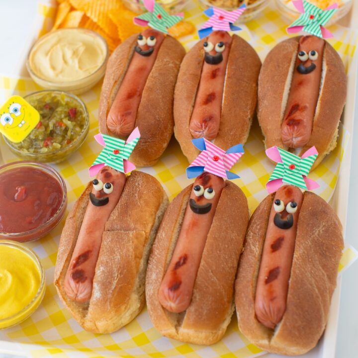 spongebob weenie bar on a baking sheet
