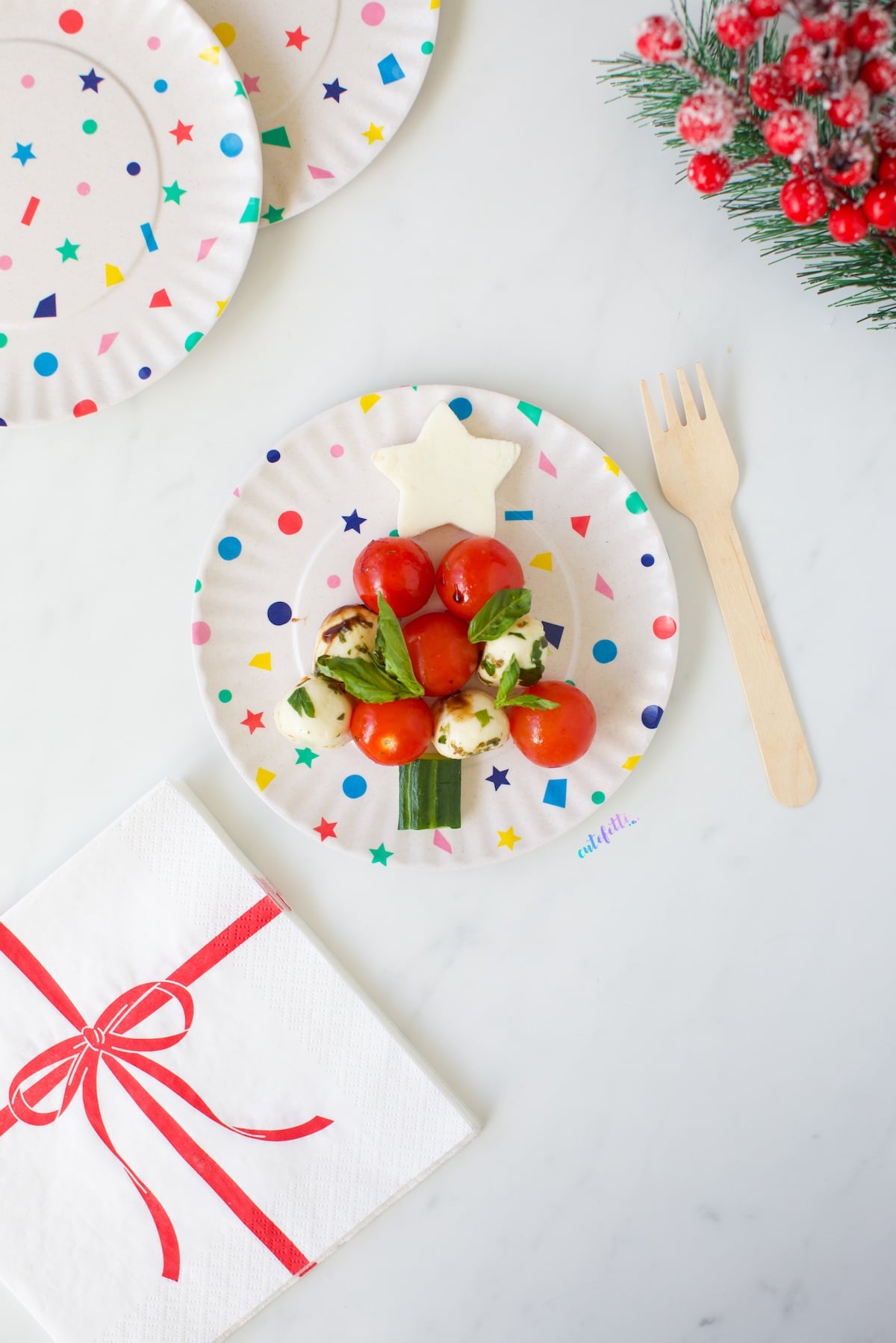 mini christmas tree caprese plates