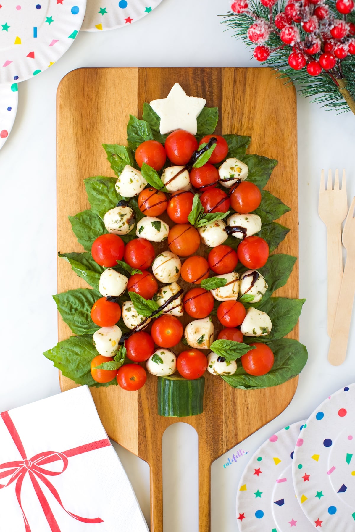 Christmas Tree Caprese is a perfect holiday appetizer.