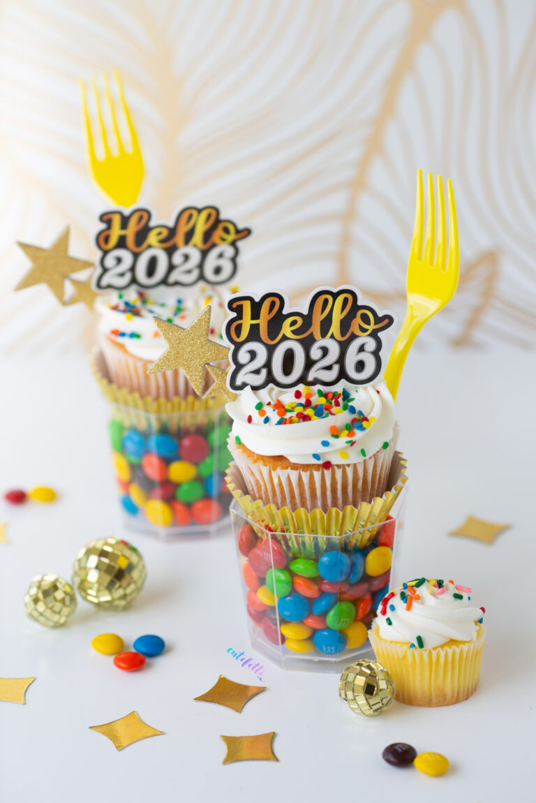 New Year's Cupcake Candy Cups with M&M's