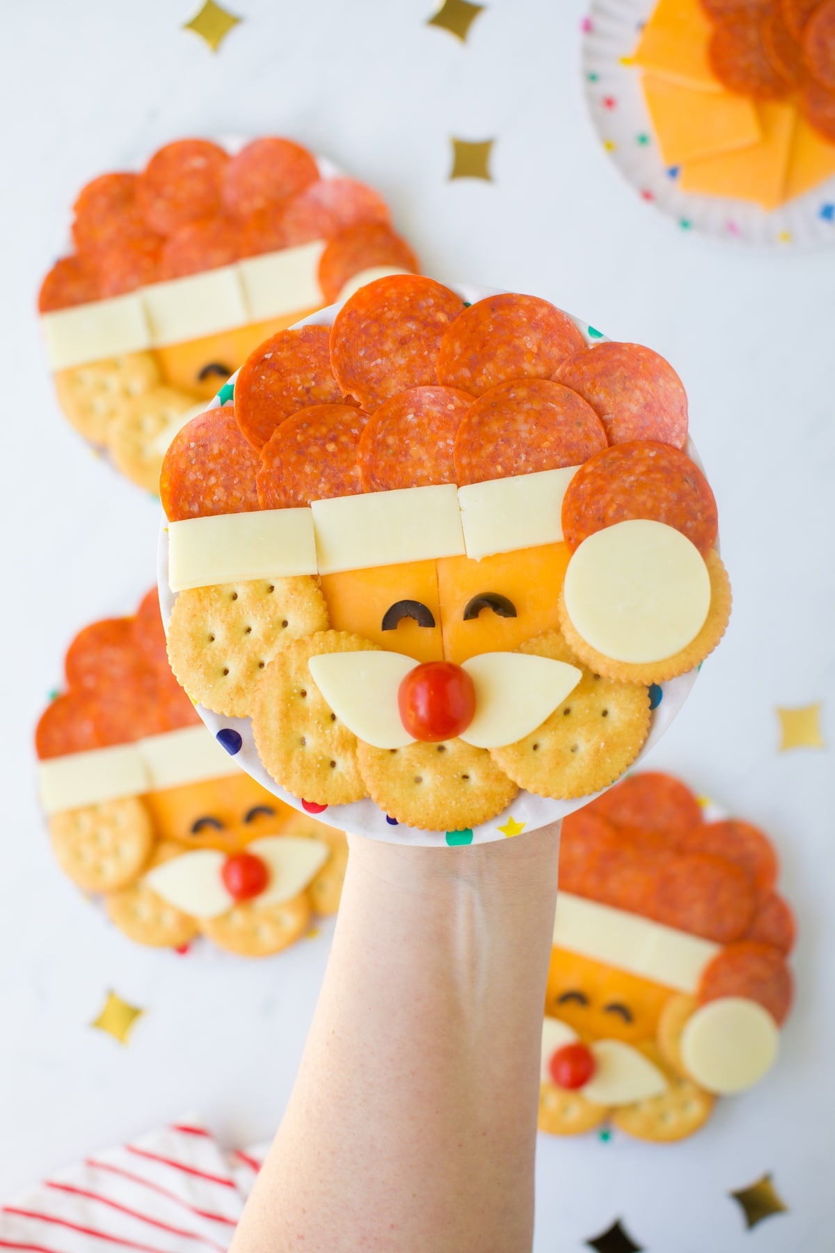 small santa snack plate, so cute with cheese and crackers.